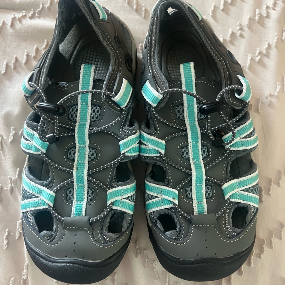 Charcoal and Aqua Sandals